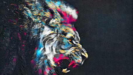 Majestic Roar of Colors in Motion wallpaper