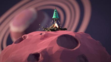 Rocket Adventure in a Low Poly Universe wallpaper