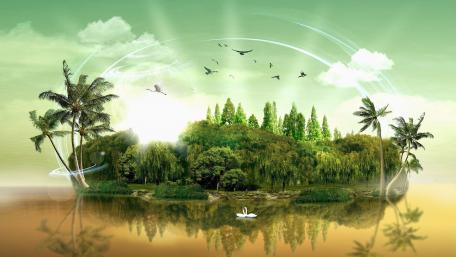 Ethereal Dreamland Island Wonder wallpaper