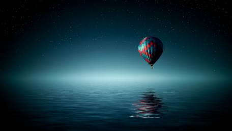 Starry Night Adventure in Hot Air Ballooning wallpaper