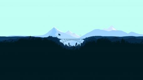 Serene Valley Bridge in Minimalist Landscape wallpaper