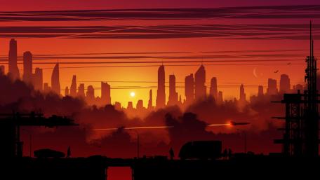 Stunning Digital Cityscape at Sunset wallpaper