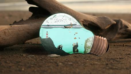 Surreal World in a Lightbulb wallpaper