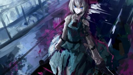 Mystical Anime Maiden in Brushstrokes wallpaper