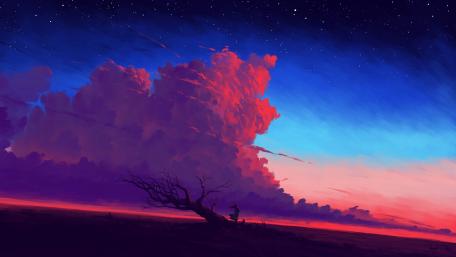 Crimson Skies and Whispering Winds wallpaper