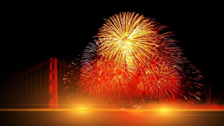 Colorful New Year Fireworks Burst in Celebration wallpaper