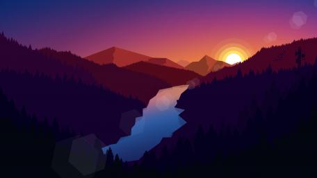 Minimal sunset landscape wallpaper