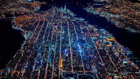 Lower Manhattan top view at nigth wallpaper