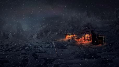 Snowy Night house wallpaper