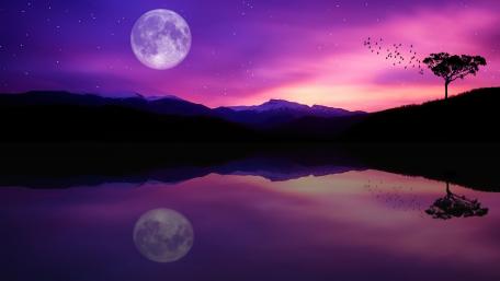 Mystical Moonlit Purple Horizon wallpaper