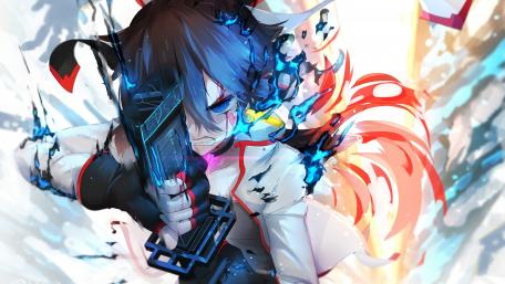 Fiery Anime Combat Unleashed wallpaper
