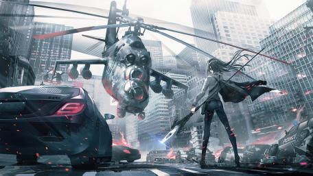Chaos Reigns in Futuristic Metropolis wallpaper