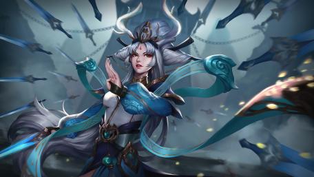Warrior's Grace in a Mystical Realm wallpaper