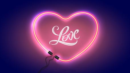 Glowing Neon Love Heart wallpaper