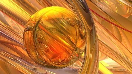Golden Sphere in Fluid Harmony wallpaper