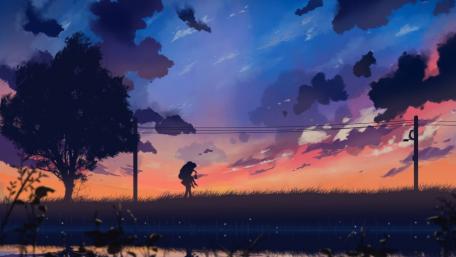 Dreamy Dusk Serenity in Anime Scenery wallpaper