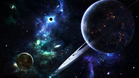 Cosmic Beauty of Ringed Planets wallpaper