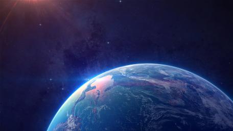 Vibrant Earth in Cosmic Space Scene wallpaper