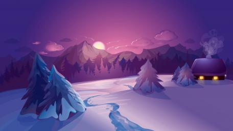 Enchanted Winter Twilight Retreat wallpaper