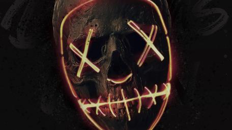 Skull in neon mask wallpaper