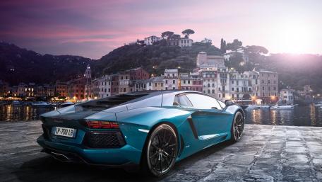 Sea green Lamborghini Aventador wallpaper
