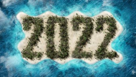 2022 tropical island summer New Year wallpaper