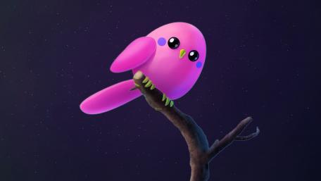 Pink neon bird wallpaper