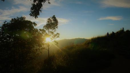 Serene Sunrise Over Sri Lanka Hillside wallpaper
