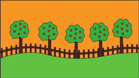 Colorful Minimalist Tree and Fence Design wallpaper