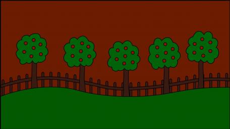 Whimsical Trees Behind a Fence wallpaper