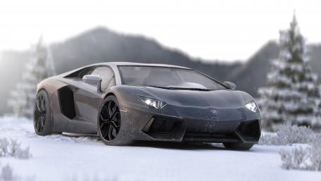 Lamborghini Aventador in ice wallpaper