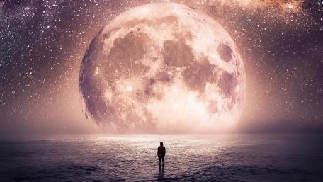 Talking with moon wallpaper