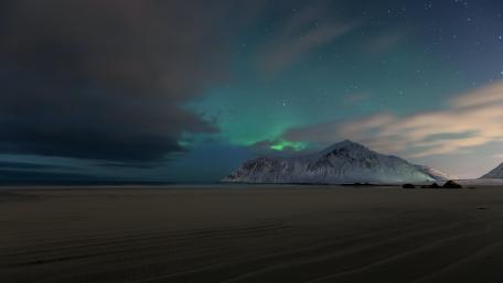 Northern Lights Over Serene Sandscape wallpaper