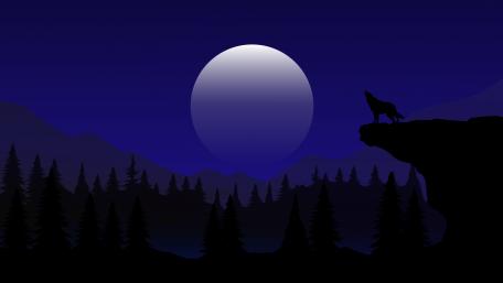 Howling Wolf Under Full Moon wallpaper