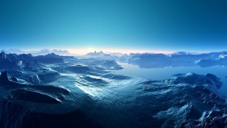 Mystical Blue Horizon in a Dreamlike Landscape wallpaper