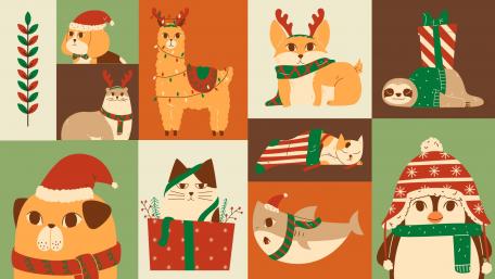 Funny Christmas Animal Collage wallpaper