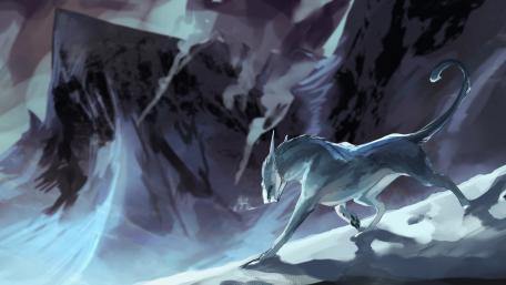 Mystical Creature in a Frozen Landscape wallpaper