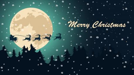 Festive Santa Sleigh in Night Sky wallpaper