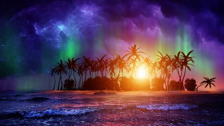 Cosmic island wallpaper