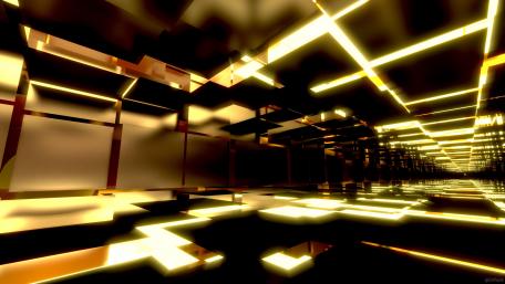 Golden Tunnel of Light in Digital Artistry wallpaper