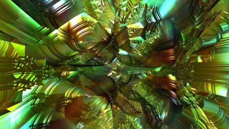 Vibrant Fractal Dreamscape Features Mesmerizing Green Patterns wallpaper