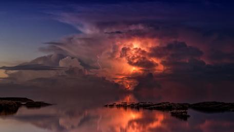 Electric Storm Over Serene Lake wallpaper