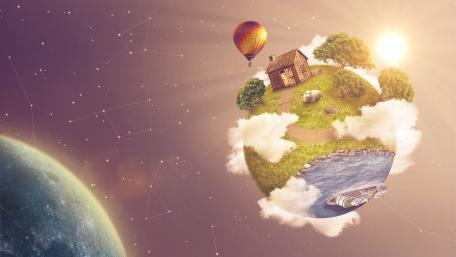 Dreamy Planet Adventure in Fantasy Realm wallpaper