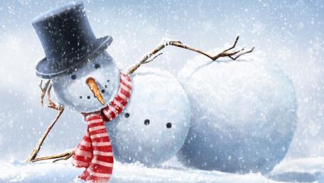 Dapper Snowman Strikes a Pose! wallpaper