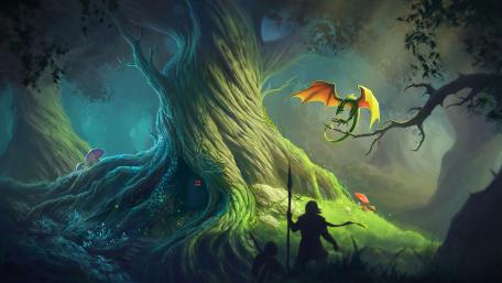 Majestic Dragon in Enchanted Forest wallpaper