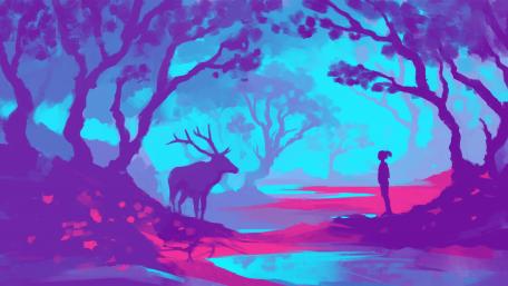 Mystical Encounter in Enchanted Forest wallpaper
