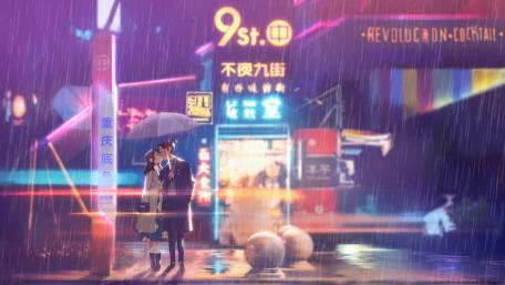 9th street kiss in the rain wallpaper