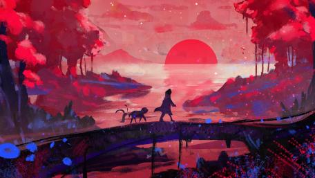 Dusk in a Crimson World wallpaper