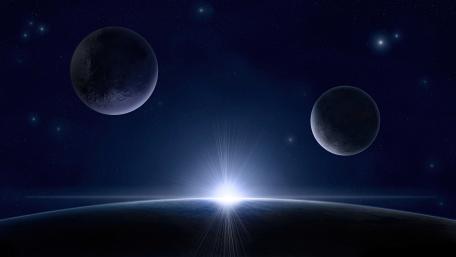 Cold blue space wallpaper