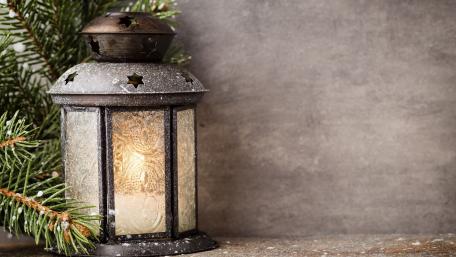 Rustic Lantern for a Cozy Christmas Celebration wallpaper